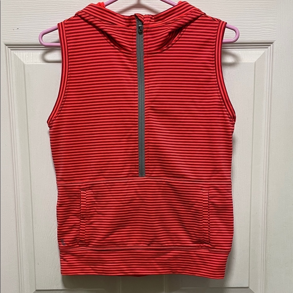 Lole | Echo | Bright Orange | Striped |1/2 Zip |Pullover |Fleece |Hoodie |Size M